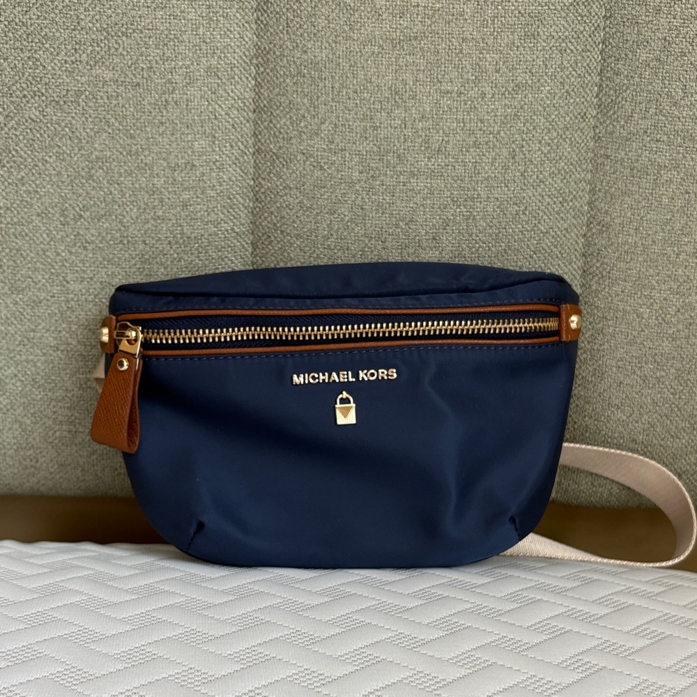 Michael Kors Dark Blue and Brown Belt Bag